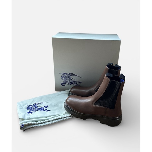 Burberry Creeper Chelsea Boots Walnut 40.5 EU /‎ 7.5 US Men's Leather MSRP $1290